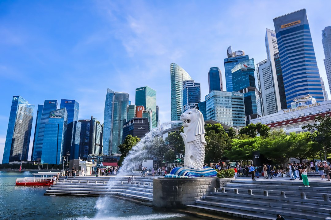 Singapur'un Marina Bay bölgesi ve modern iş merkezi silüeti