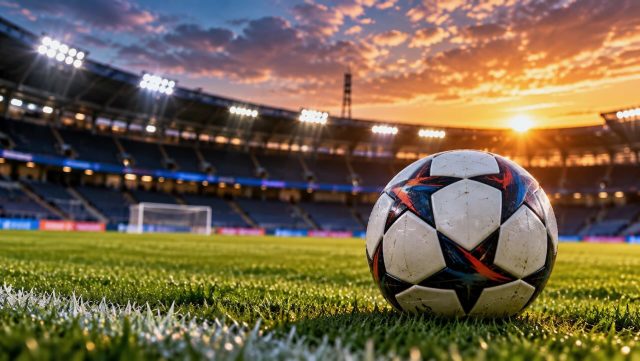 Futbol topu ve stadyum ışıklarını gösteren temsili görsel