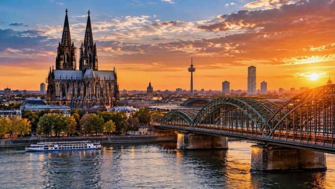 Köln’de panayırda bıçaklı saldırı: Kadını ağır yaralayan şüpheli aranıyor Köln Katedrali ve Ren Nehri çevresini gösteren şehir manzarası