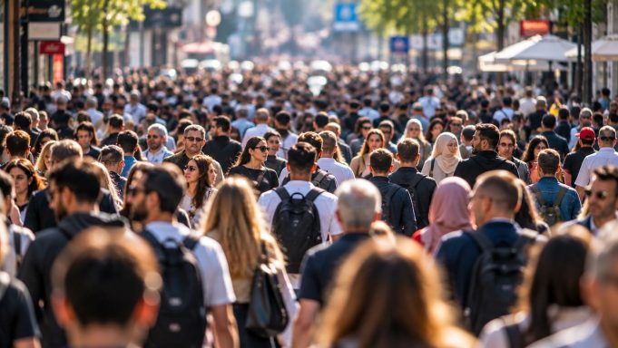 NRW’de Castor protestosu: A31 gece saatlerinde kapatıldı Kent içinde kalabalık bir insan grubunu gösteren temsili görsel